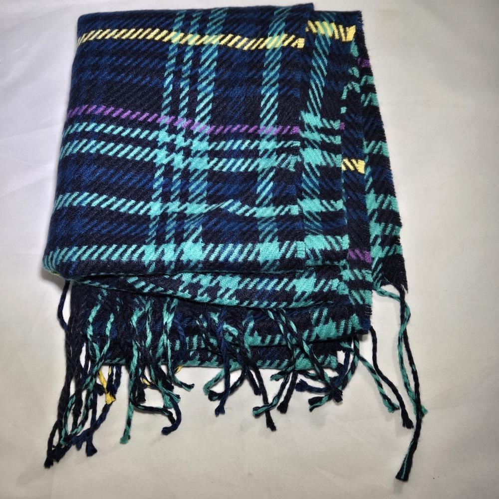 Vintage Italy Design Cashmere Plaid Unisex Scarf